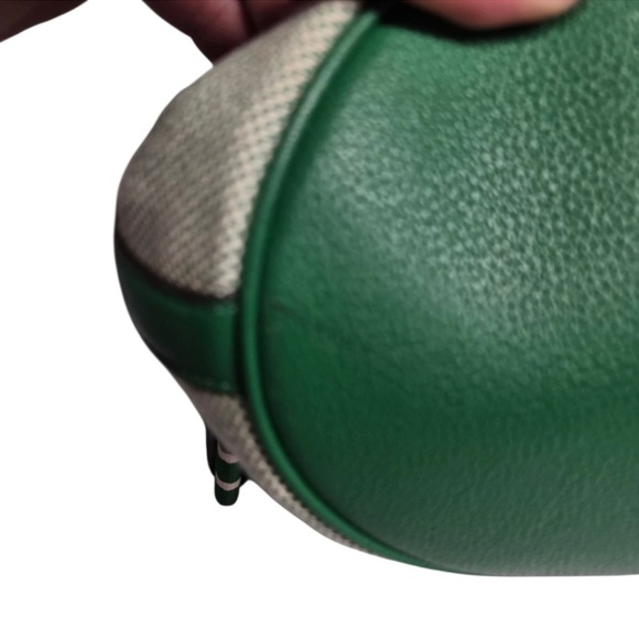 Kate Spade Green Apple Rosie Bucket Bag Pebbled Leather Canvas Crossbody Purse - Picture 5 of 12